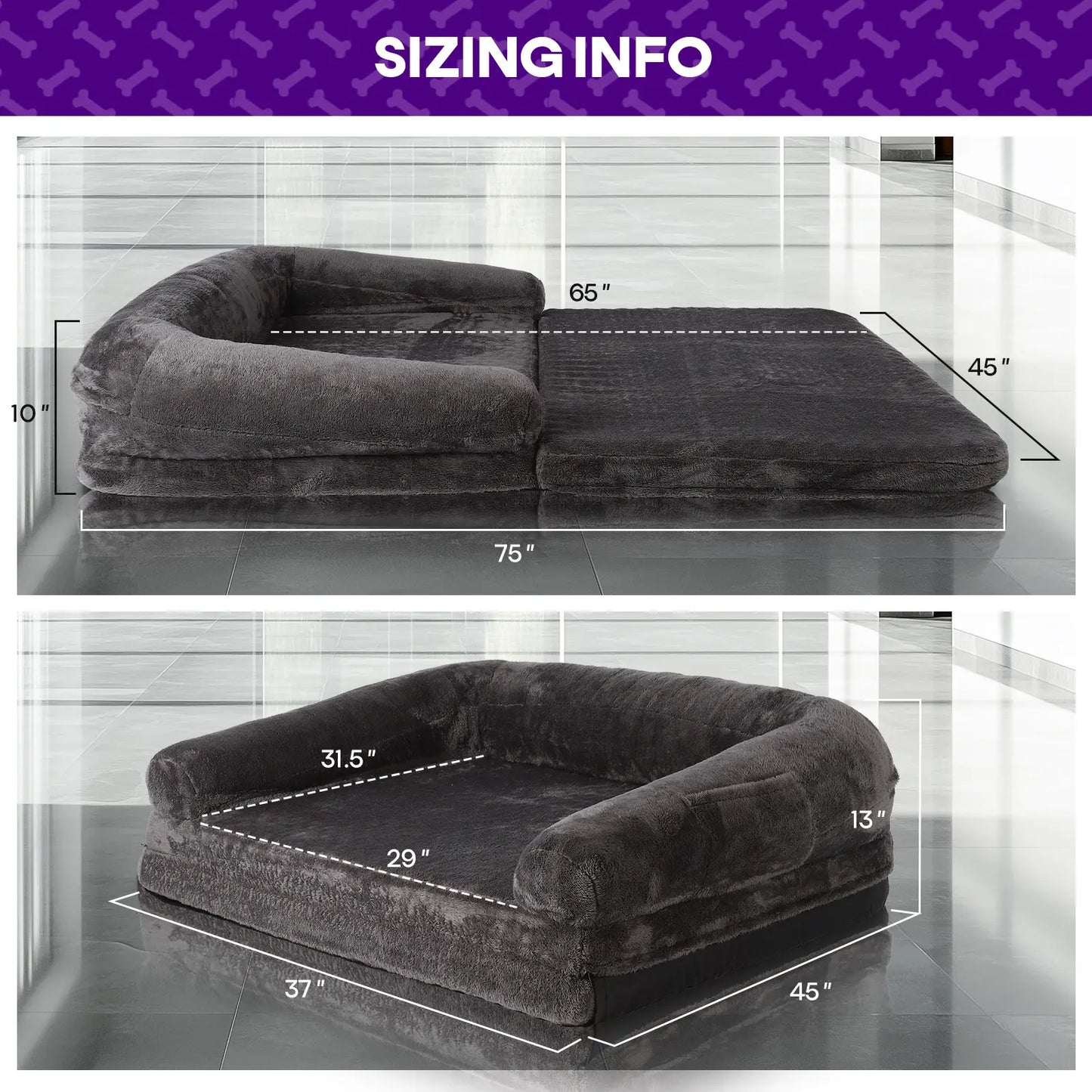 Foldable Human Dog Bed,Orthopedic Memory Foam Human Sized Dog Bed,Human and Dog Massage Chair Massage Bed,2 in 1 Calming Human Size with Egg Foam Supportive Mat and Waterproof Liner,Storage Pocket (75”X45”X10”) Portable Pad