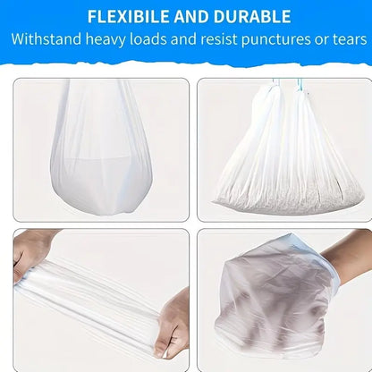 5 Rolls/10 Rolls 4 Gallon Thick Pet Poop Bags, Leak-Proof Drawstring Cat Litter Bags, Litter Box Tray, Large Capacity Dog Waste Bags, Durable Home Cleaning Trash Bags